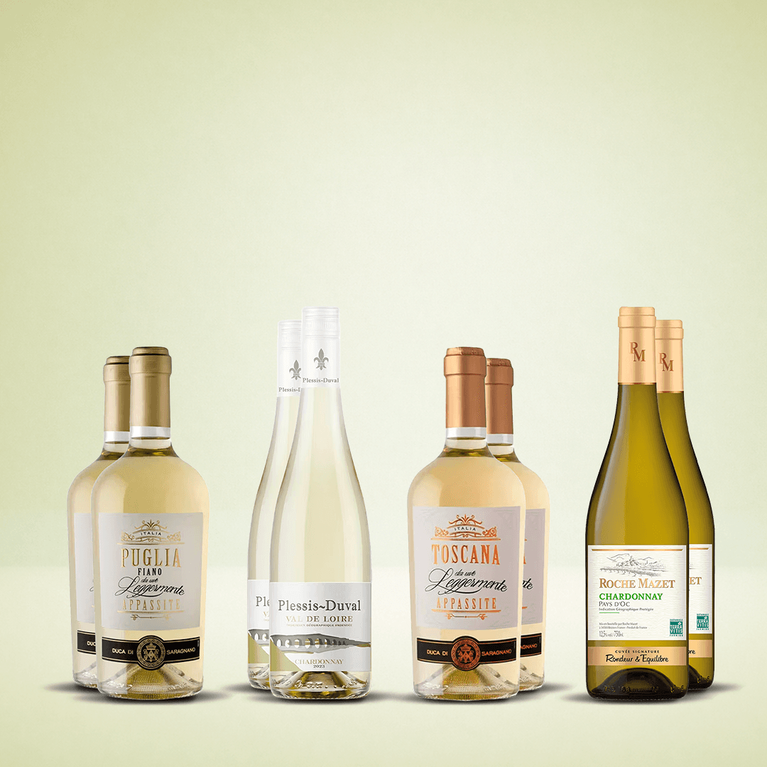 Utvalda friska vita Chardonnay och Fiano Bianco